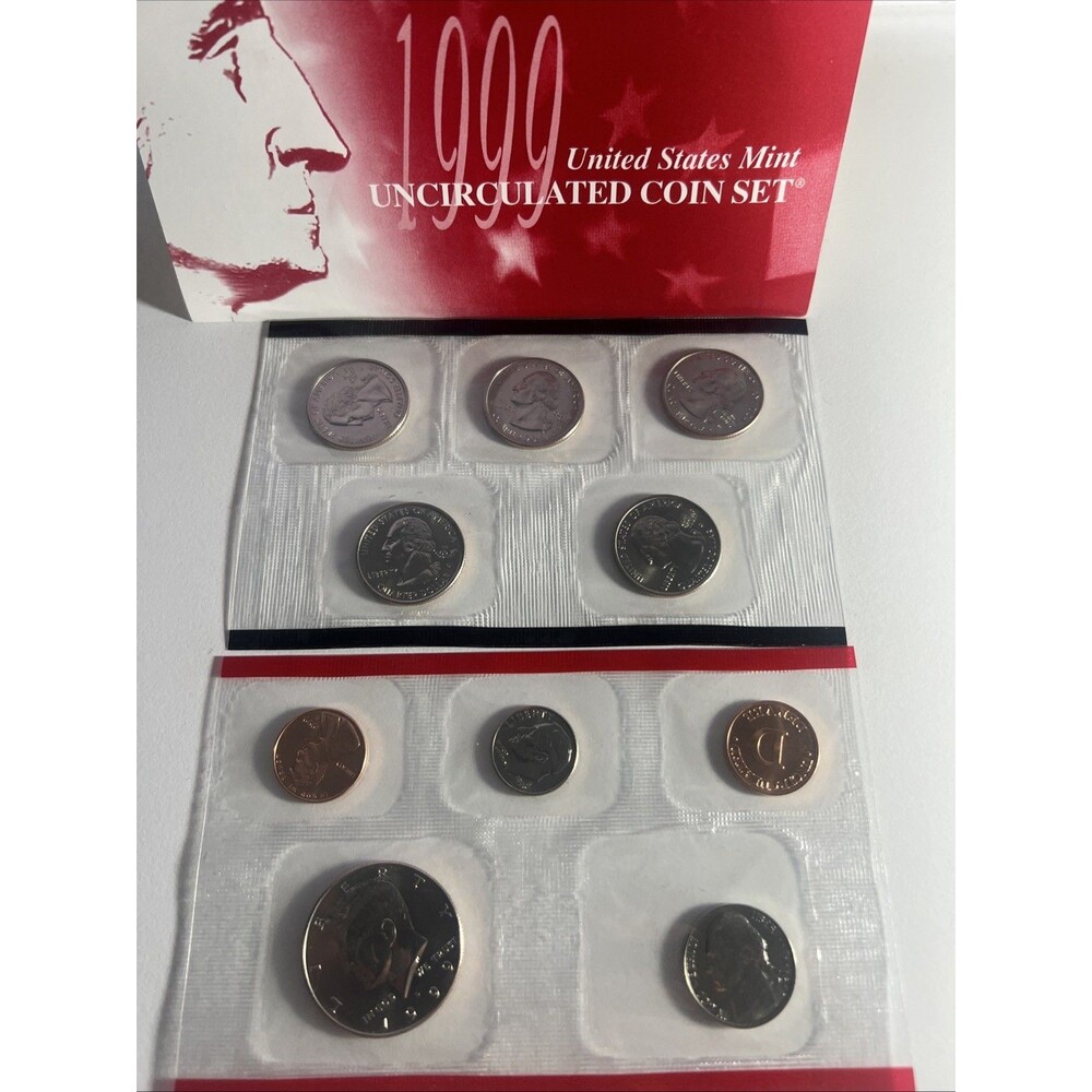 1999 P And D US Mint UNC Coin Set, Original Envelope And Inserts